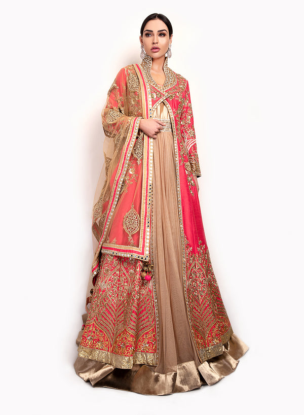sonascouture - Gown With A Coral Raw Silk Jacket GW023