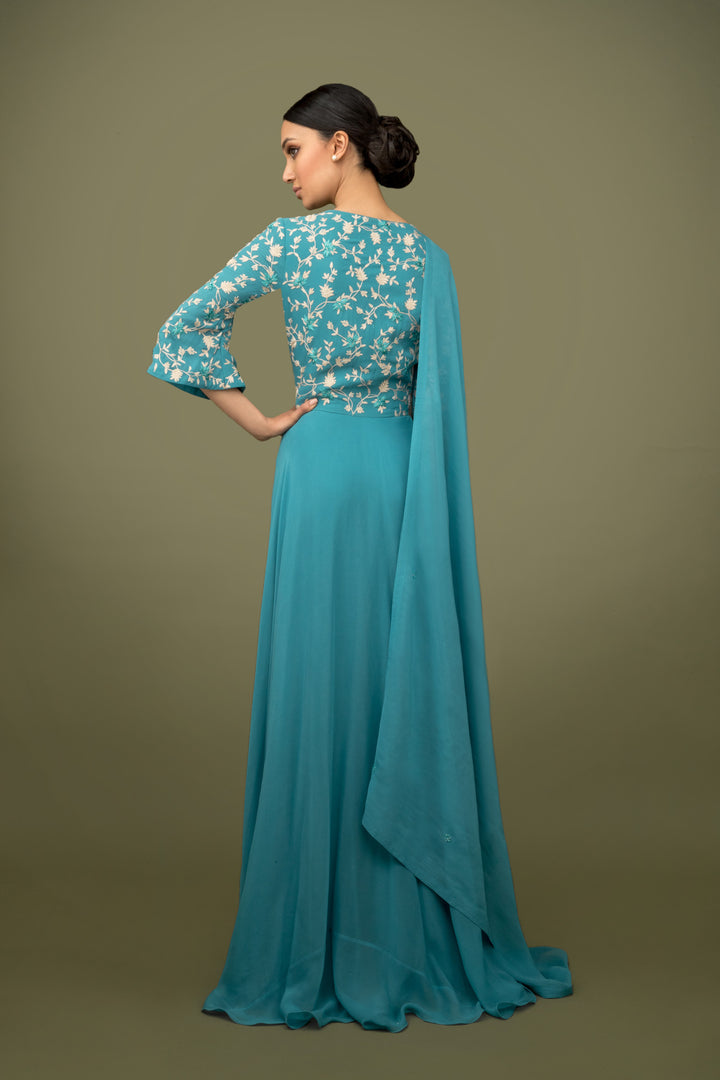 sonascouture - Turquoise Anarkali Gown GW033