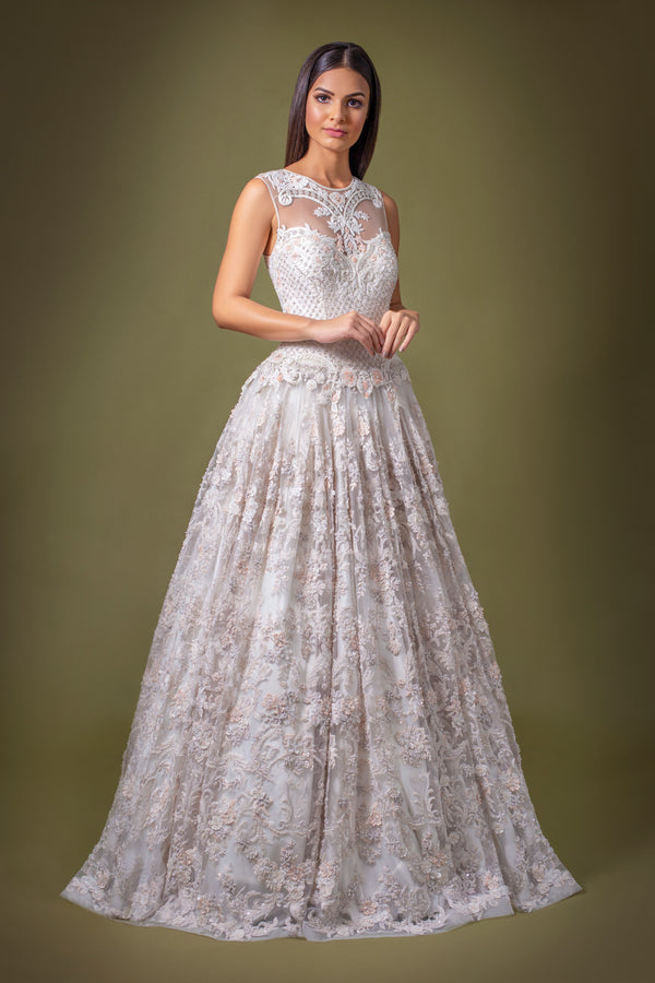 Pearl White Gown W399