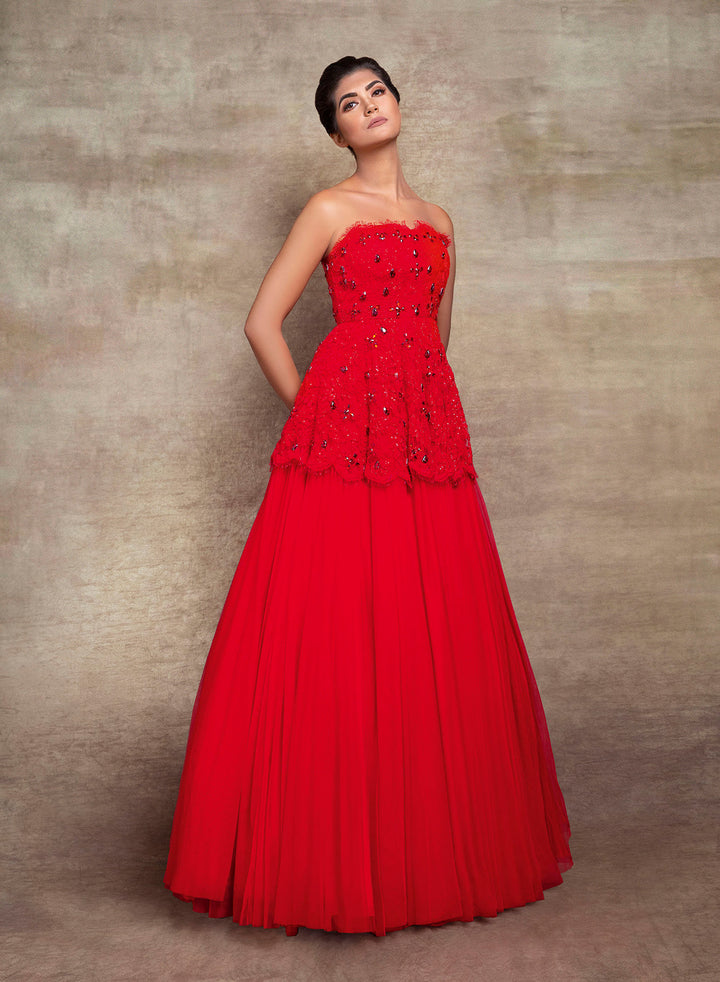 sonascouture - Red Peplum Gown W393