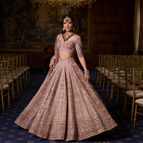Modern Asian Wedding Dresses Bridal Deep Maroon Rustic Gold Wedding Lehenga  Set [product_title] OORVI DESAI Designer