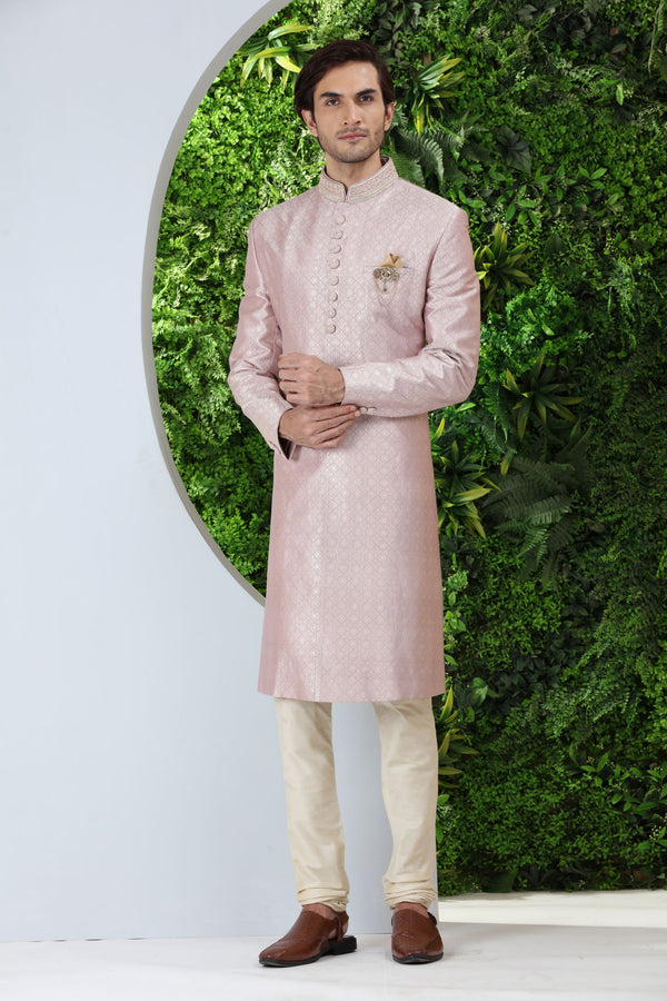 Lilac brocade Indo Western MM122