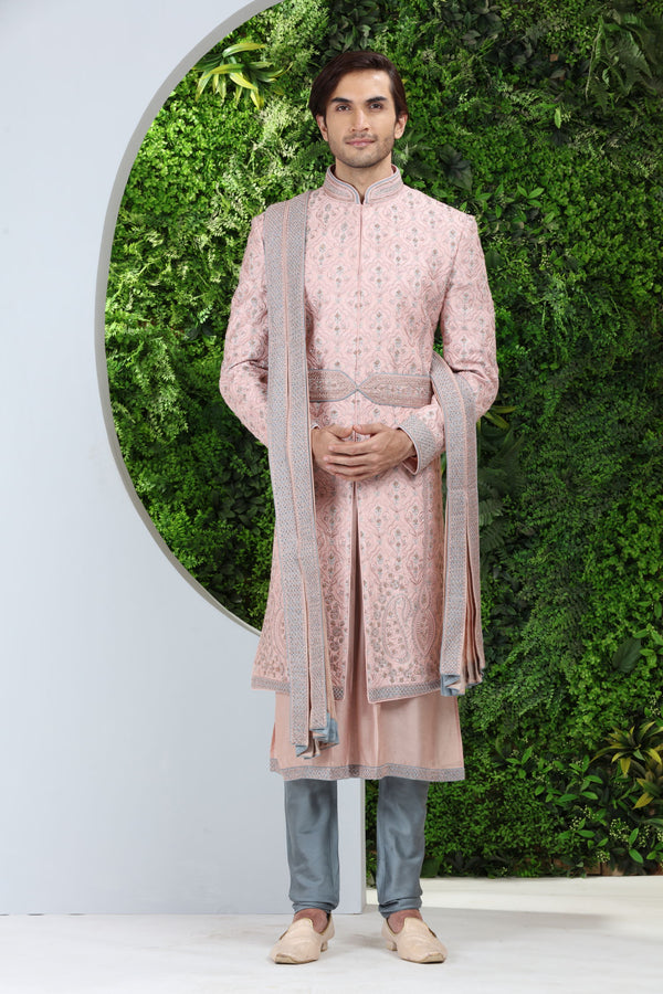 Pink Blue Sherwani MM118