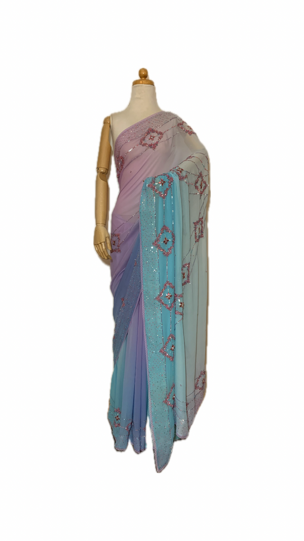 AQUA LAVENDER SAREE S1