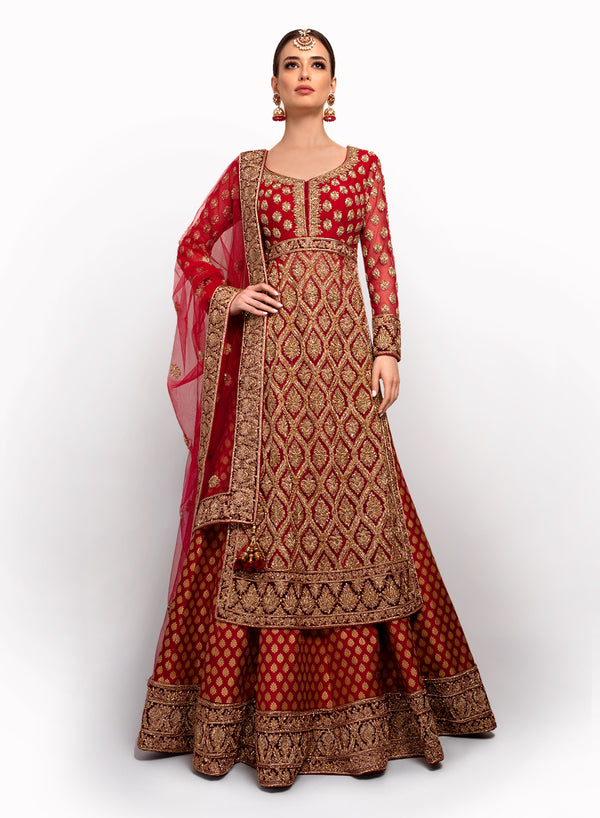 sonascouture - Magenta Brocade Lengha BW014