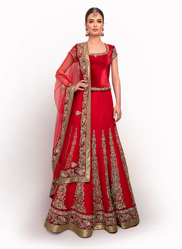 sonascouture - Classy Red Bridal Lengha BW020
