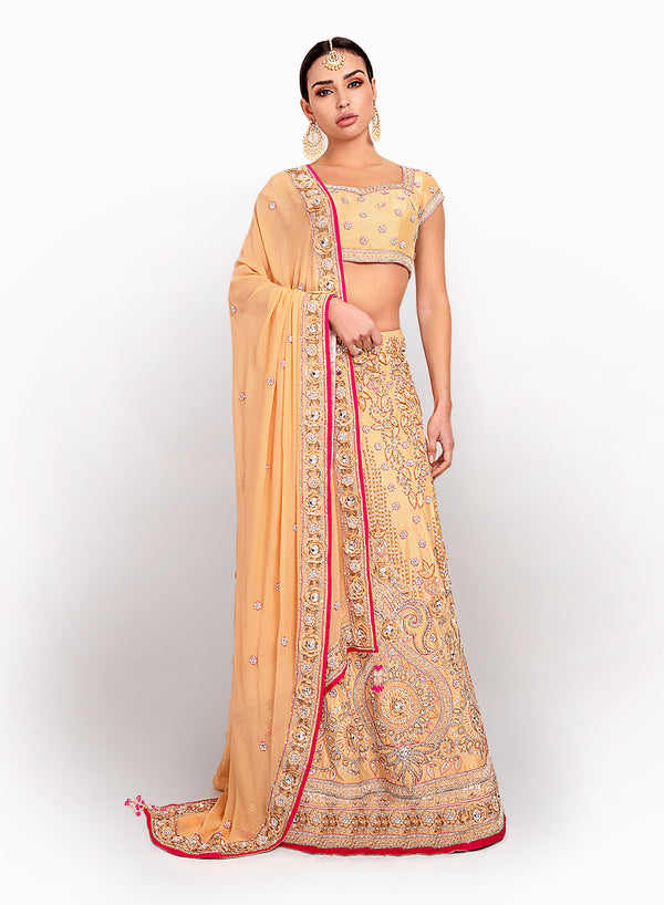 sonascouture - Modern Silk Peach Lengha BW021