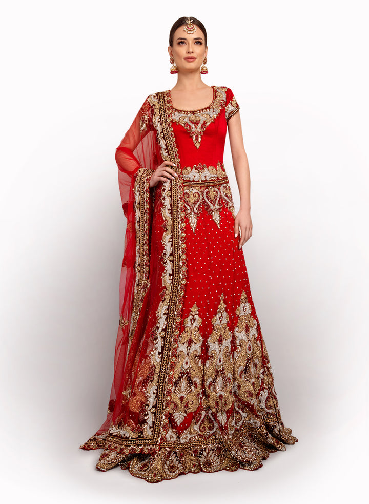 sonascouture - Heavy Red Bridal Lengha BW022