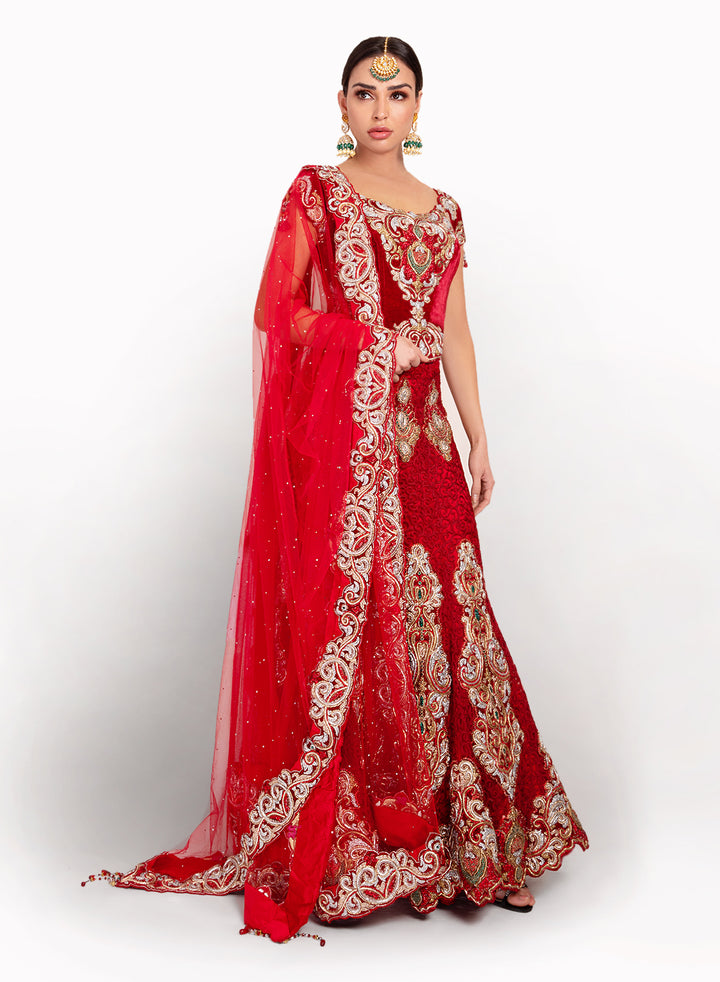 sonascouture - Red Bridal Detailed Lengha BW052