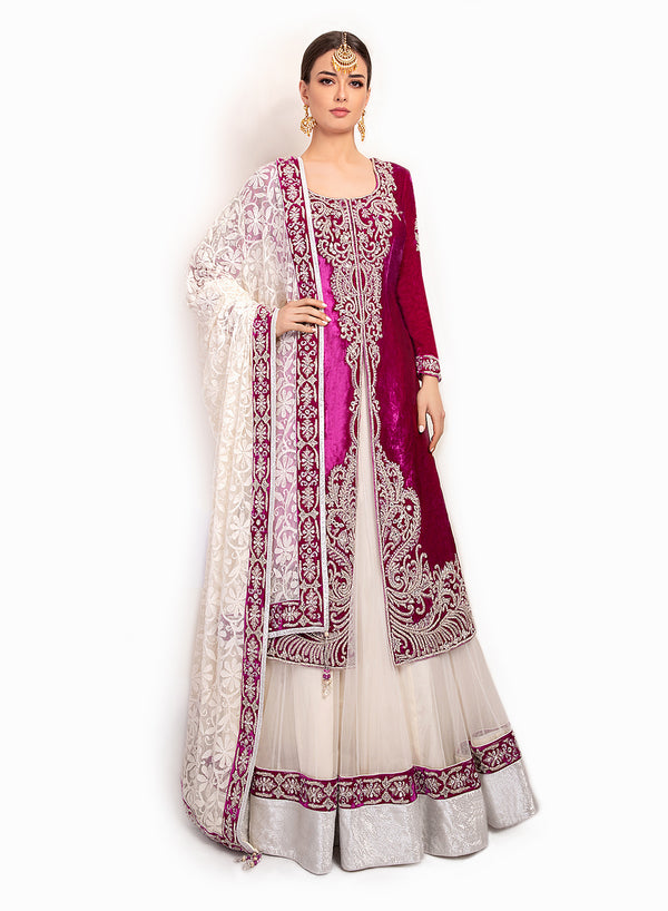 sonascouture - Velvet And Net Jacket Lengha BW107