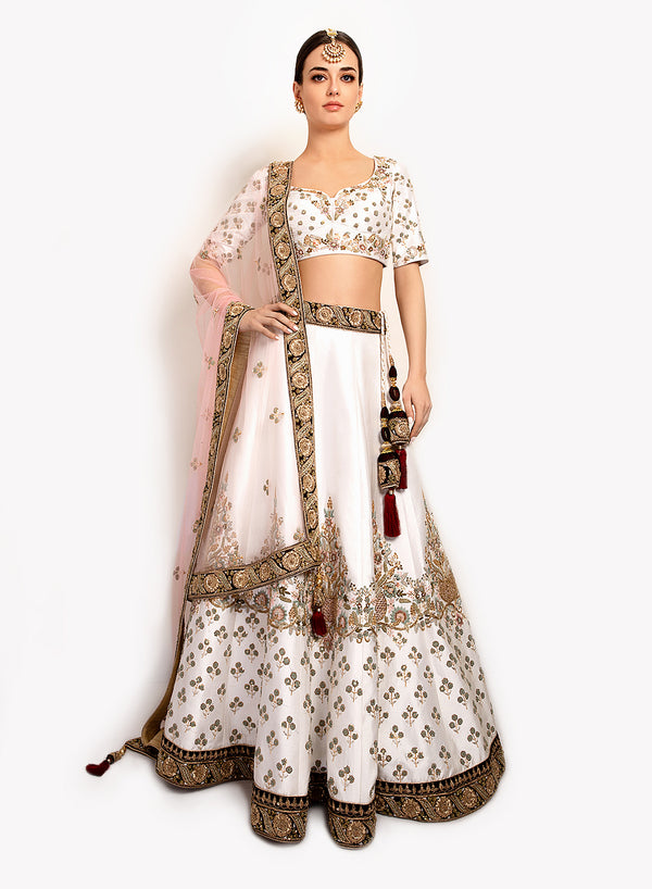 sonascouture - Ivory Lengha With Beautiful Pastel Embroidery BW126