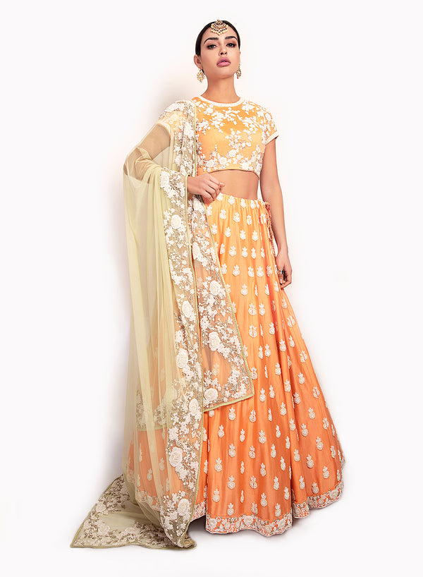 sonascouture - High Neck Mango And Apple Green Lengha BW141