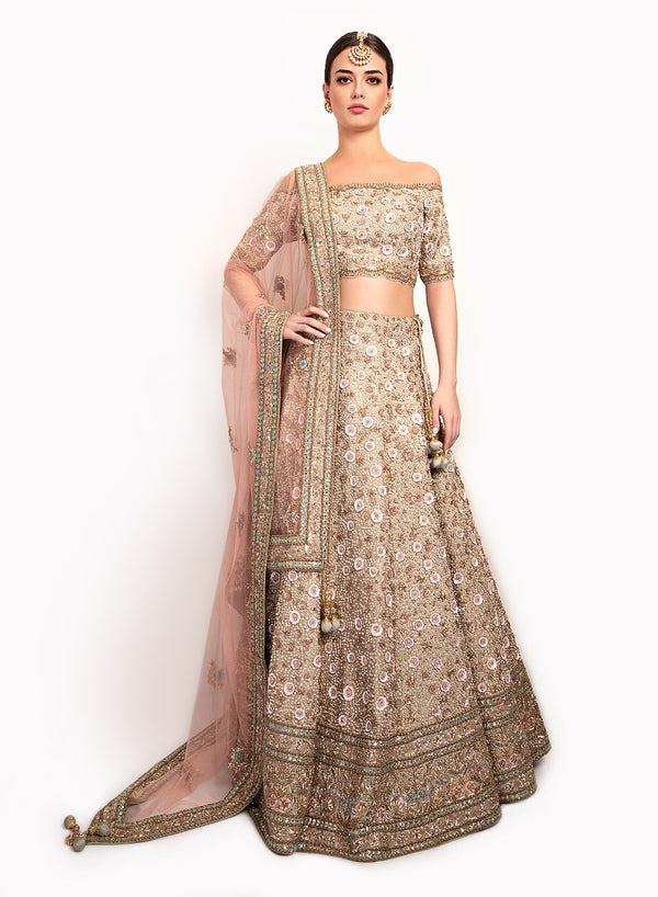 sonascouture - Gorgeous Pale Green And Dusty Pink Lengha BW144