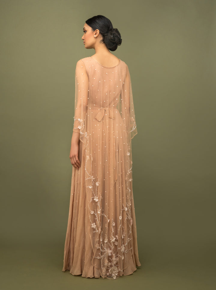 sonascouture - Back Cape Sleeve Gown GW040