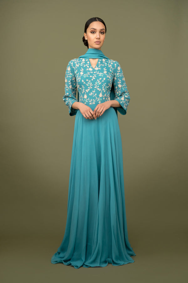 sonascouture - Turquoise Anarkali Gown GW033