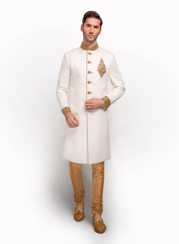 sonascouture - Ivory Suit Fabric Sherwani MM027