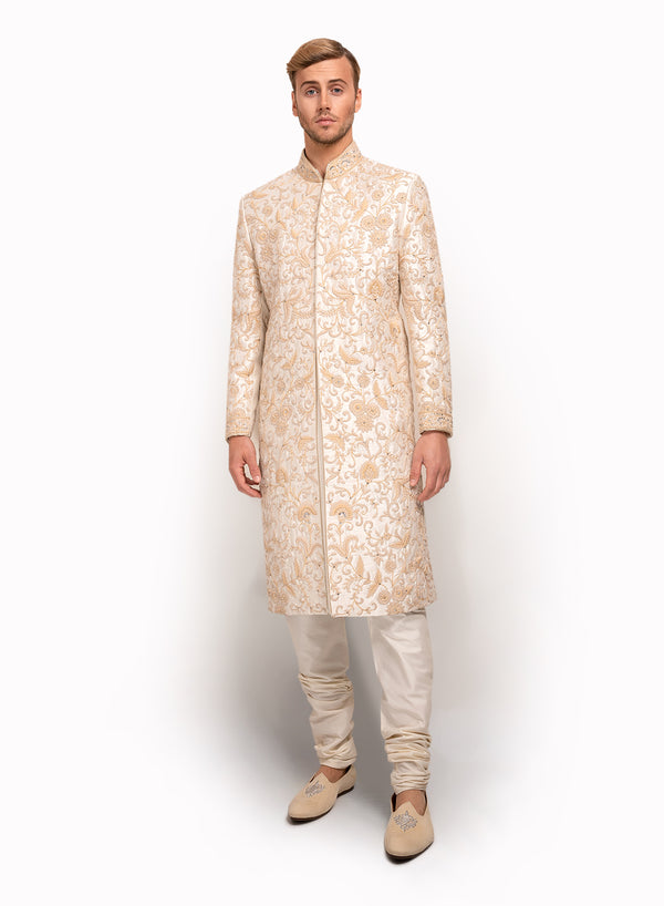 sonascouture - Raw Silk Ivory Sherwani MM036