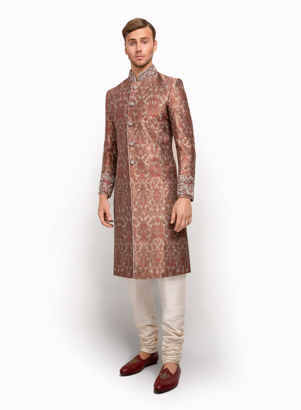 sonascouture - Silk Brocade Detailed Sherwani MM040