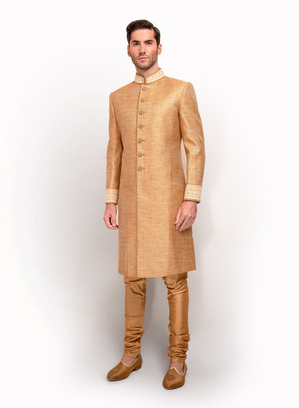 sonascouture - Printed Sherwani With Ivory Threadwork MM058