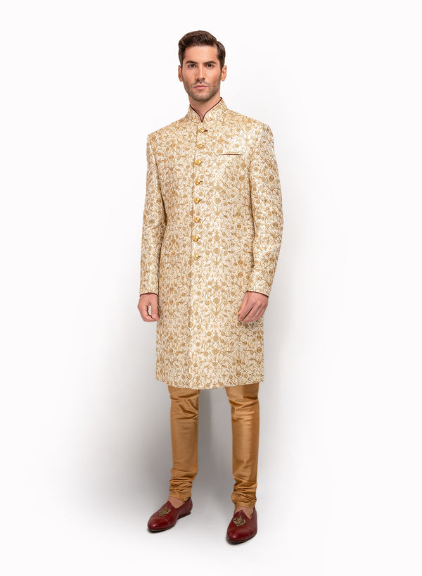 sonascouture - Gold Brocade Sherwani MM060