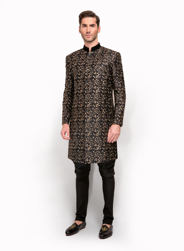 sonascouture - Fully Detailed Sherwani With Gold Maple Leaves MM079