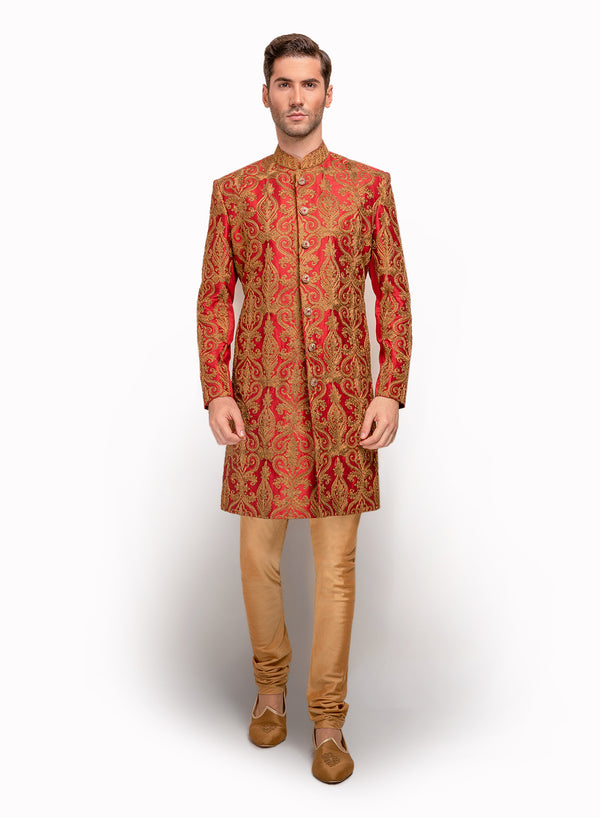 sonascouture - Fully Detailed Raw Silk Indo Western MM089