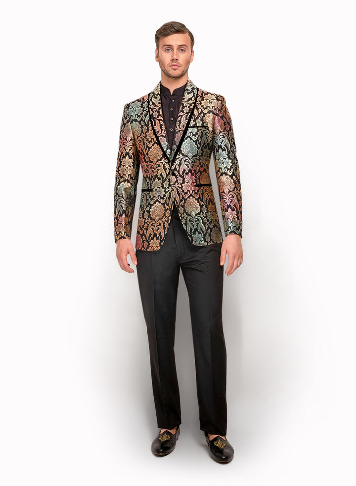 sonascouture - Multi-Coloured Brocade Tuxedo Suit MM105