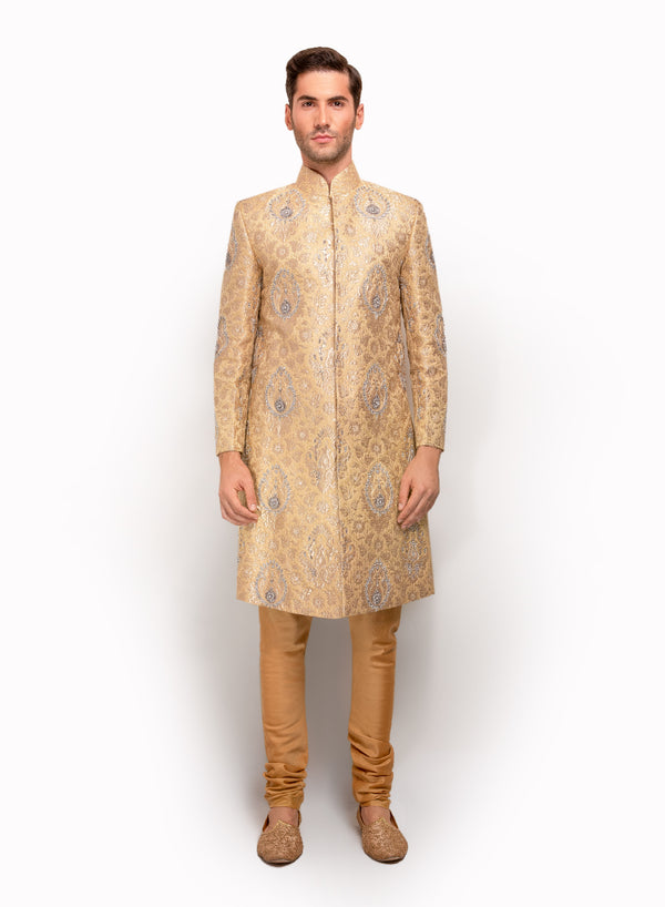 sonascouture - Gold Brocade Sherwani MM116