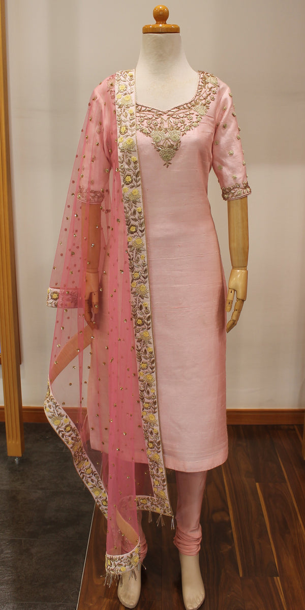 Pink Churidar Suit W414