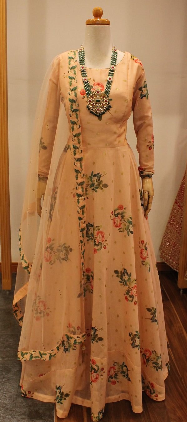 Peach Anarkali W437