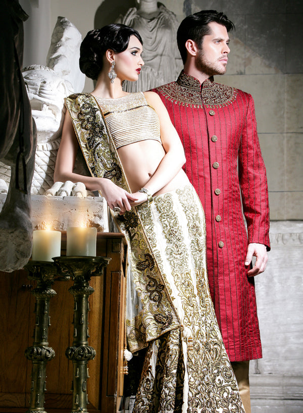 sonascouture - Modern Red Sherwani M305