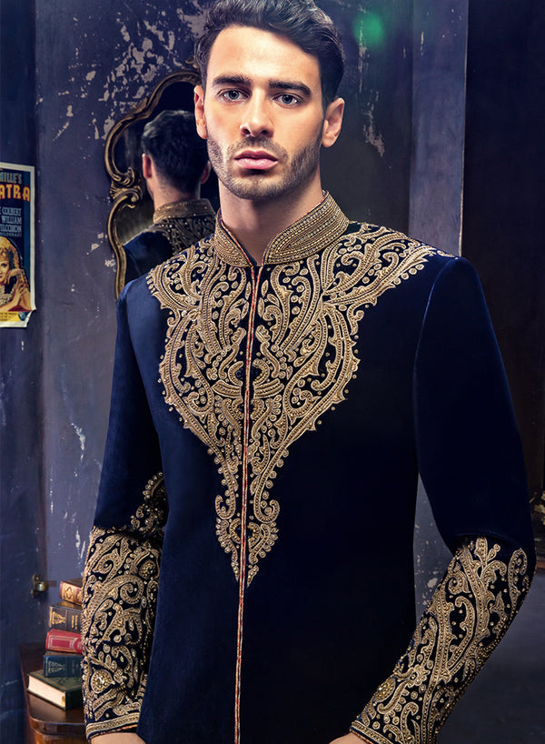 sonascouture - Royal Blue Sherwani M315