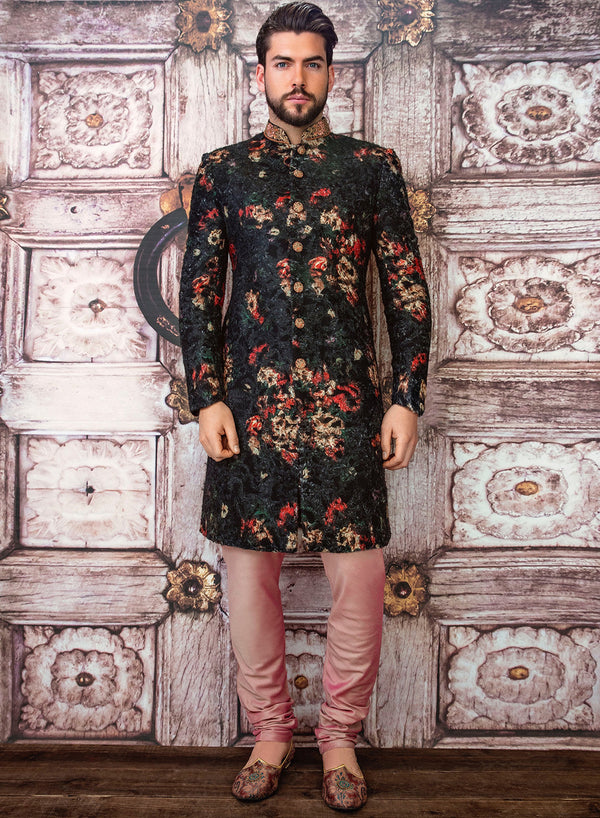sonascouture - Black Sherwani M354