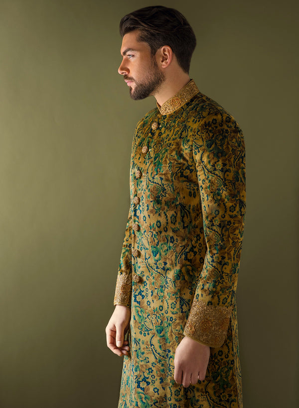 sonascouture - Velvet Printed Sherwani M356