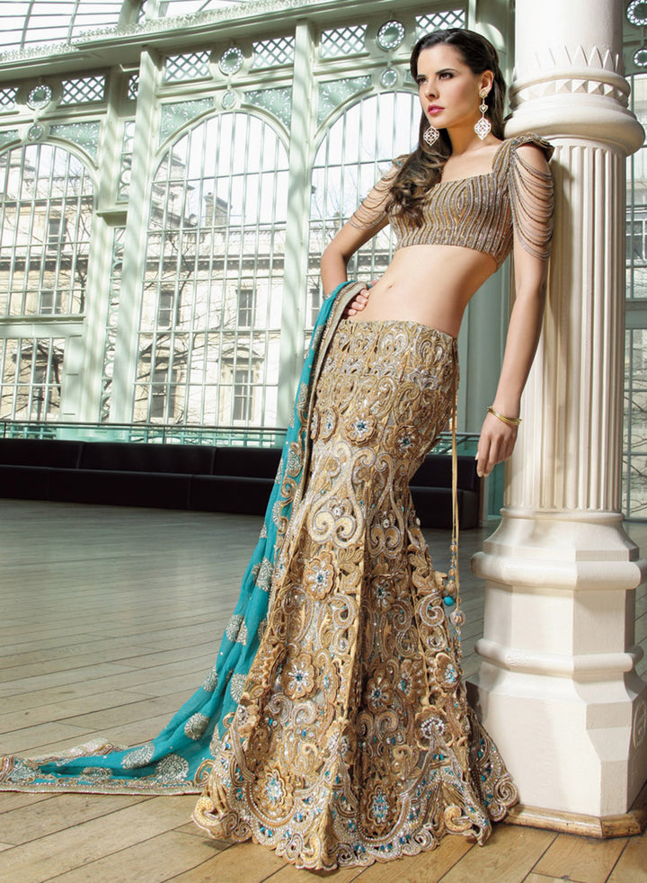 sonascouture - Gold Cutwork Lengha W130