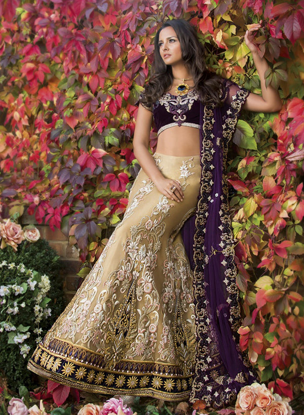 sonascouture - Elegant Aubergine And Gold Bridal W273