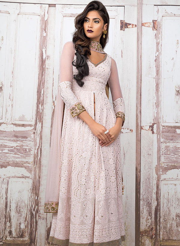 sonascouture - Baby Pink Lucknowi Palazzo Suit W307A