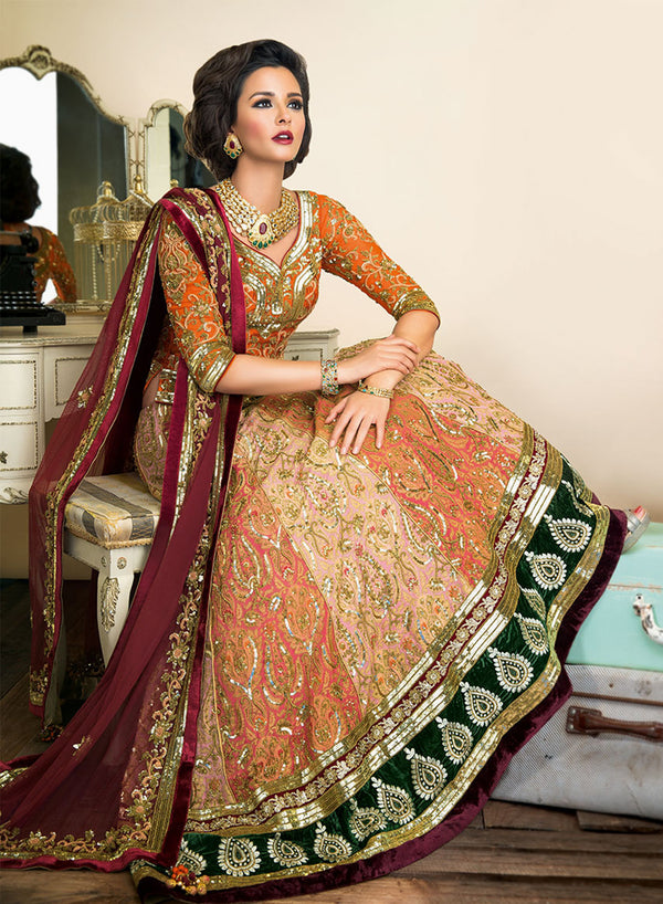 sonascouture - Maroon And Rust Bridal W310