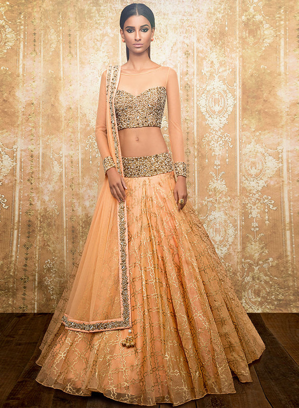 sonascouture - Organza Peach Lengha W314