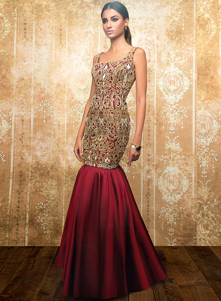 sonascouture - Maroon Gown W324