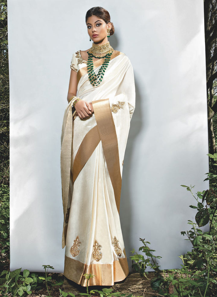 sonascouture - Ivory Silk Saree W340