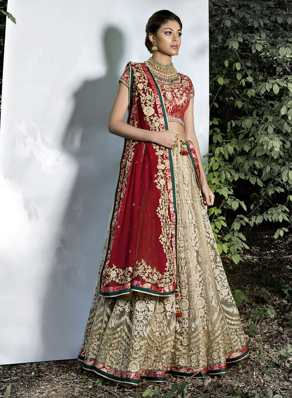 sonascouture - Gold/Maroon/Emerald Bridal W342