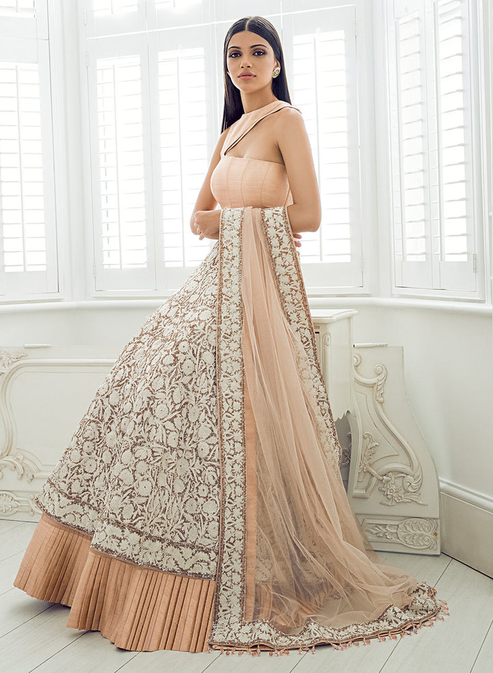 sonascouture - Nude Peach And Ivory Lengha W371