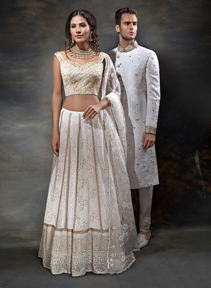sonascouture - White Lucknowi Bridal W377