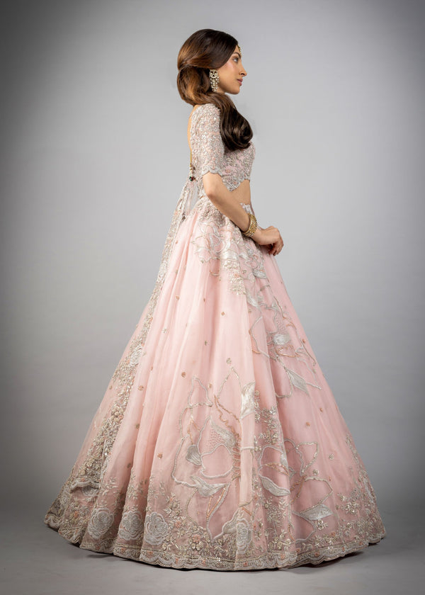 Blush Peach Floral Lehenga W451