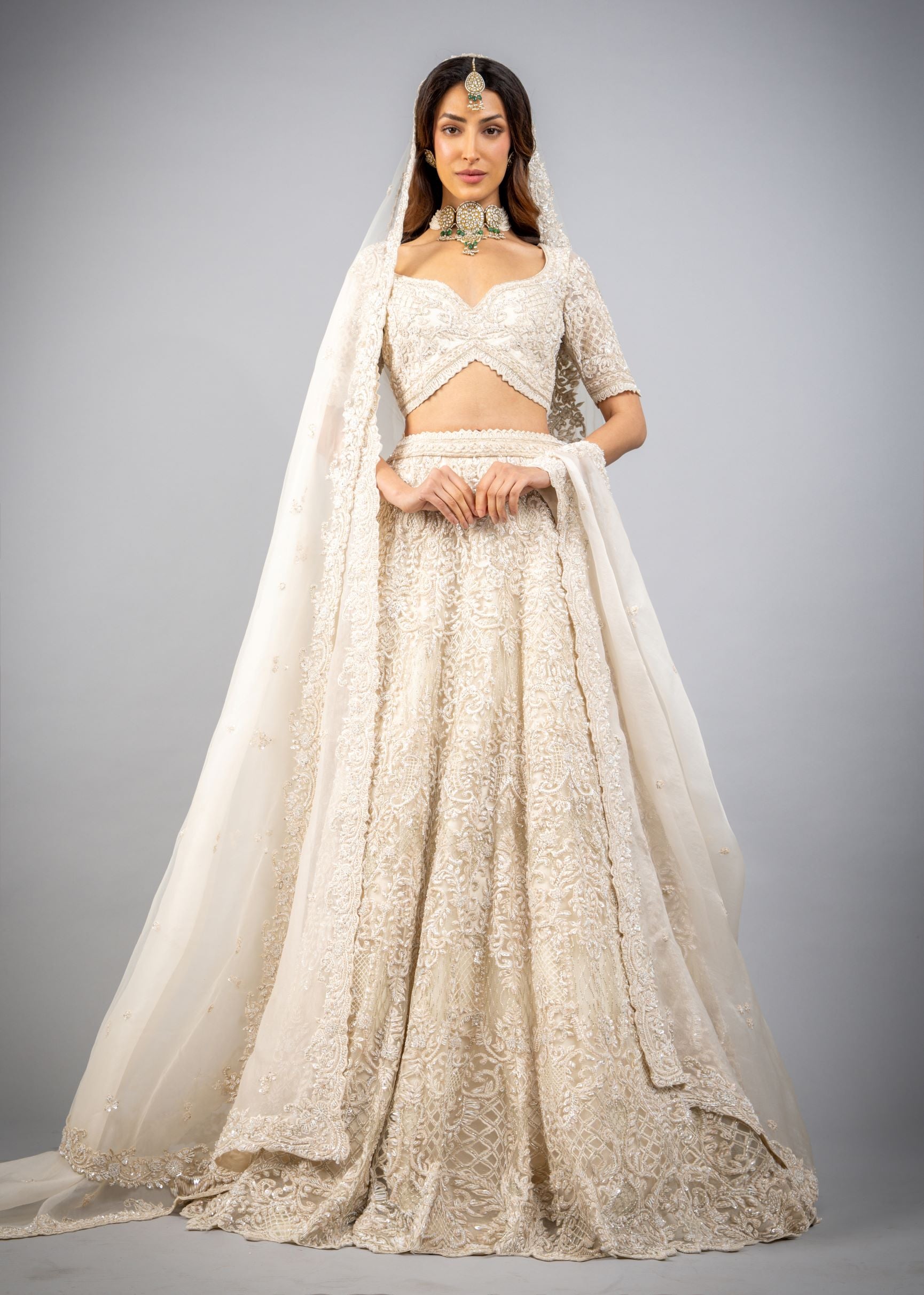 Metallic Rose Gold Bridal Lehenga | Custom Indian Bridal Wear Online – KYNAH