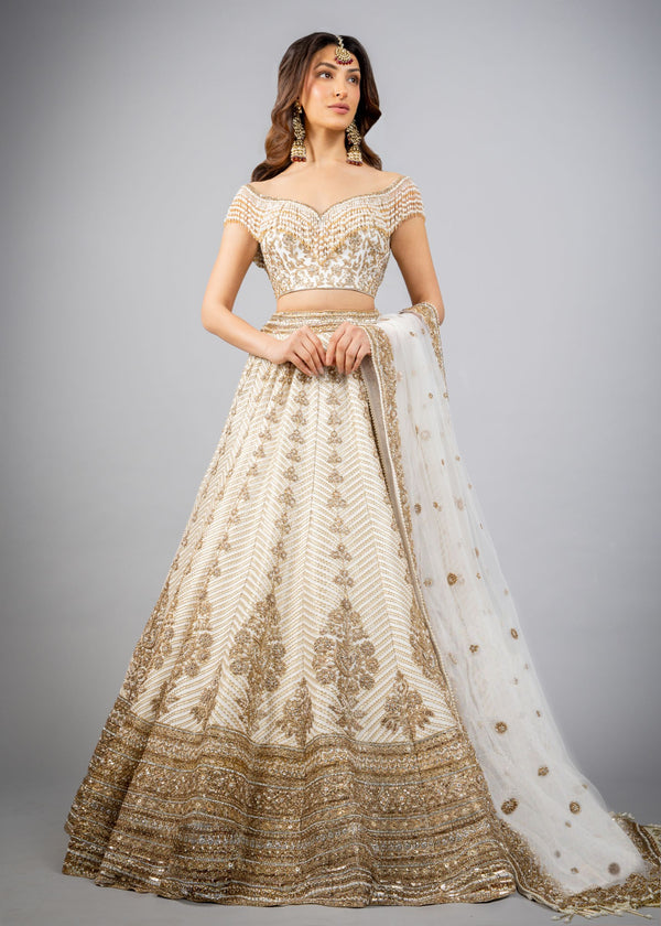 Ivory & Antique Tassle Lehenga W447