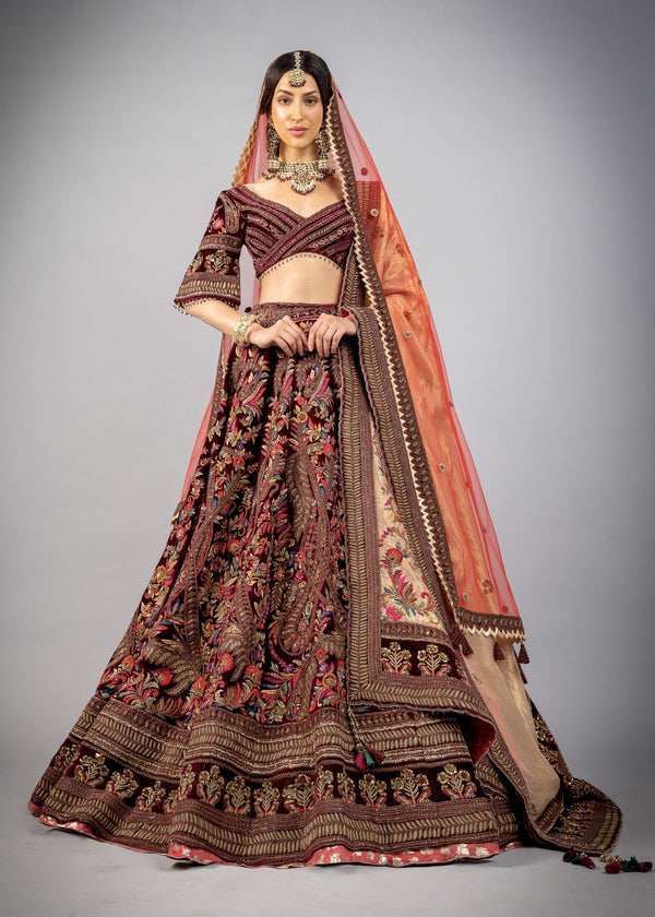 Kashmiri Velvet Lehenga W449